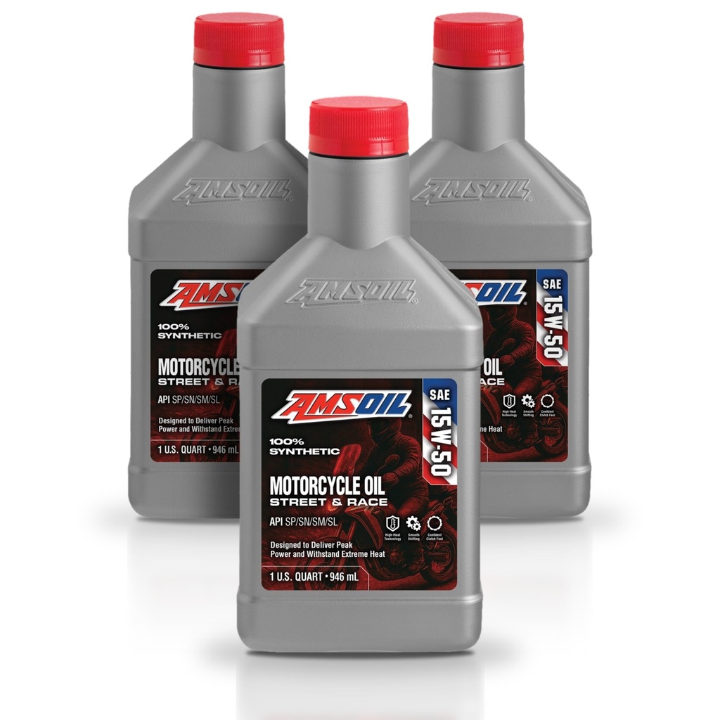 KIT De 3 Aceite 100% Sintético Para Motos Amsoil Métrico 15w50 1l
