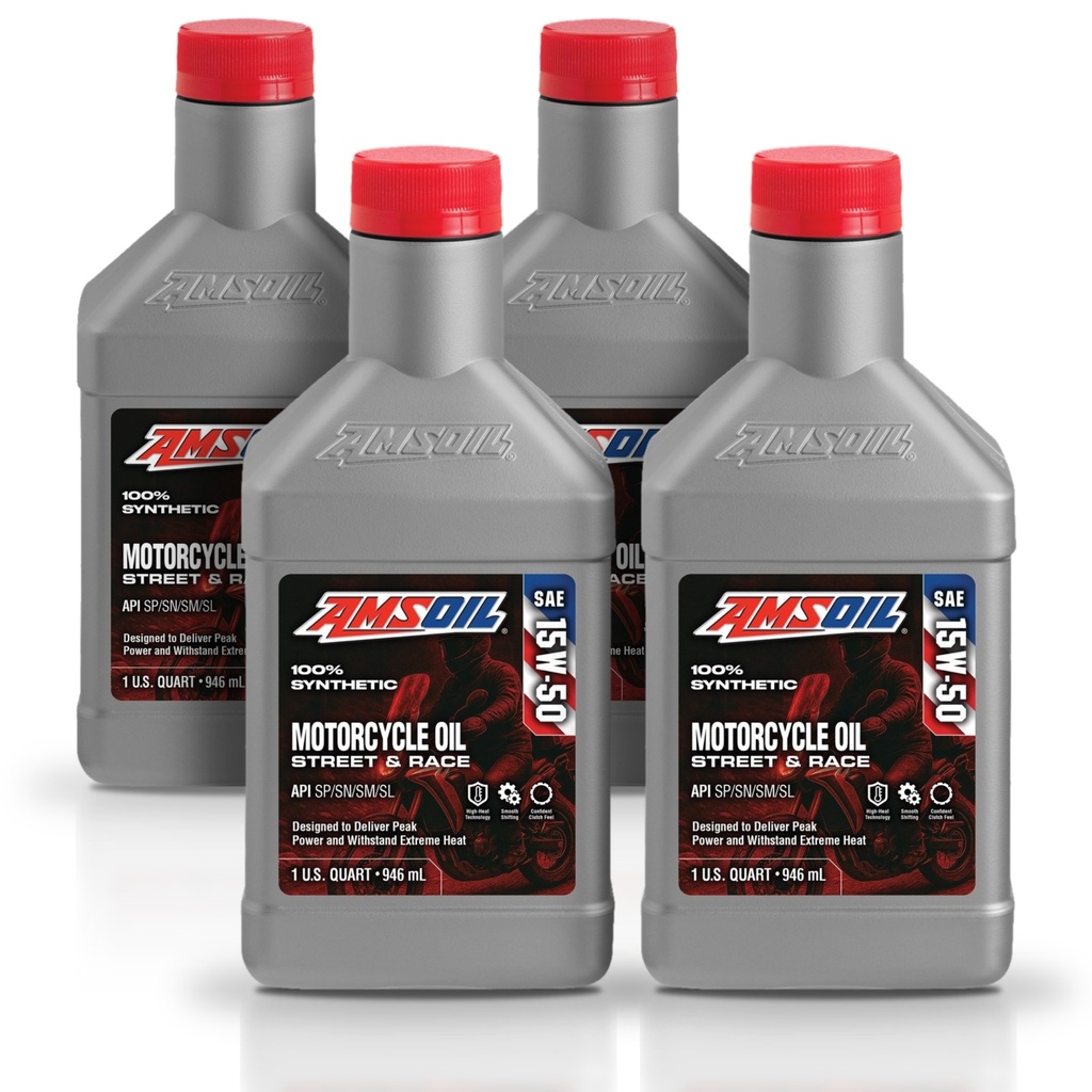 KIT De 4 Aceite 100% Sintético Para Motos Amsoil Métrico 15w50 4l