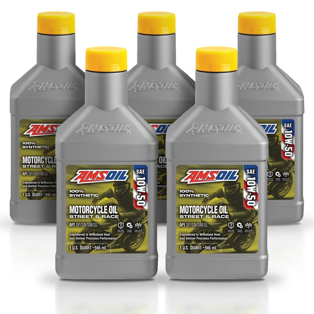 Kit de 5 Aceites De Motocicleta Amsoil 100% Sintético Metric 10w50 1l