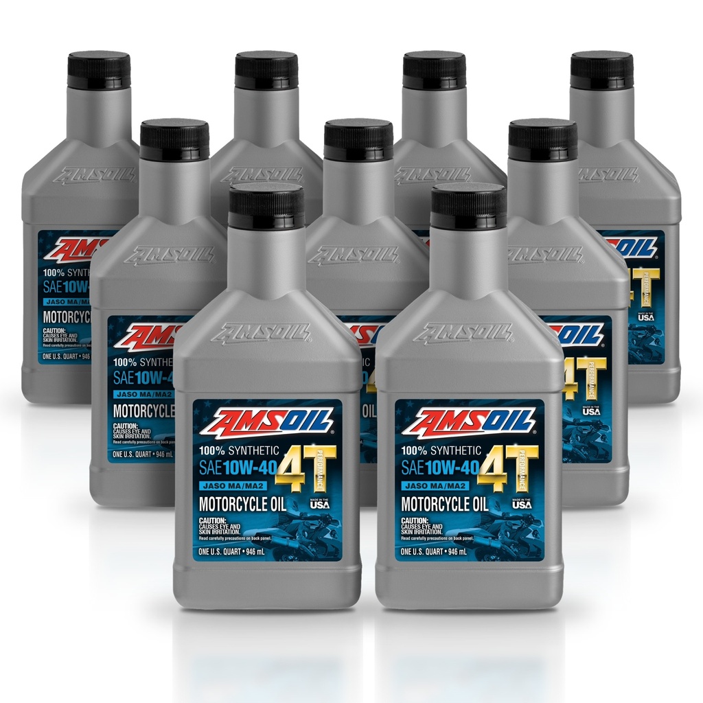 Kit 9 Litros 10W-40 100% Synthetic 4T Performance 4-Stroke Motorcycle Oil AMSOIL