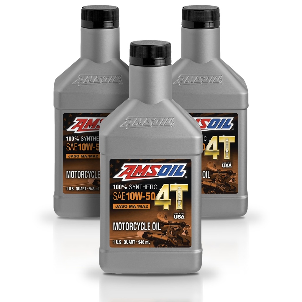 Kit 3 Litros 10W-50 100% Synthetic 4T Performance 4-Stroke Motorcycle Oil AMSOIL