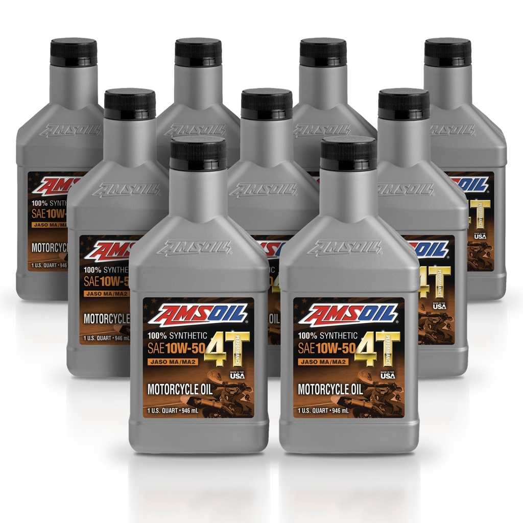 Kit 9 Litros 10W-50 100% Synthetic 4T Performance 4-Stroke Motorcycle Oil AMSOIL