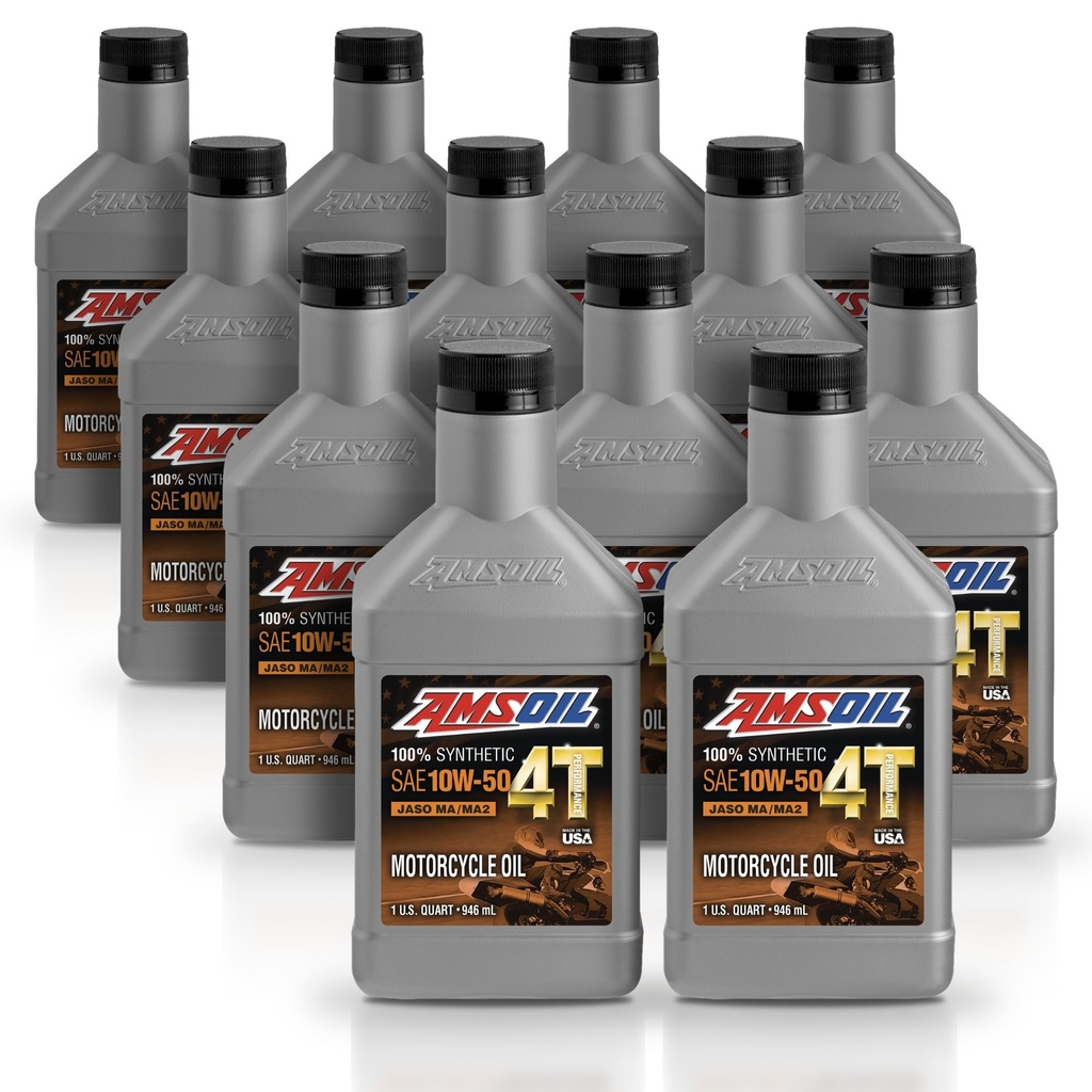 Kit 12 Litros 10W-50 100% Synthetic 4T Performance 4-Stroke Motorcycle Oil AMSOIL