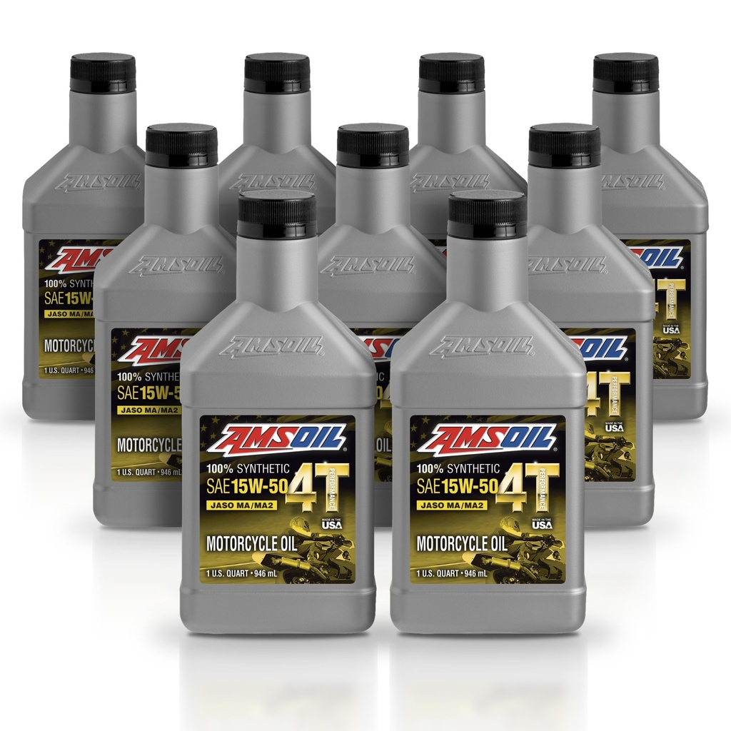 Kit 9 Litros 15W-50 100% Synthetic 4T Performance 4-Stroke Motorcycle Oil AMSOIL