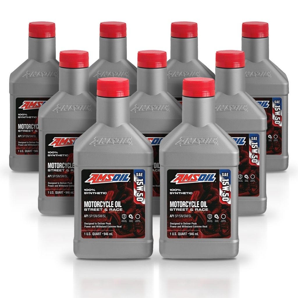 Kit 9 Litros 15W-50 Synthetic Metric Motorcycle Oil AMSOIL