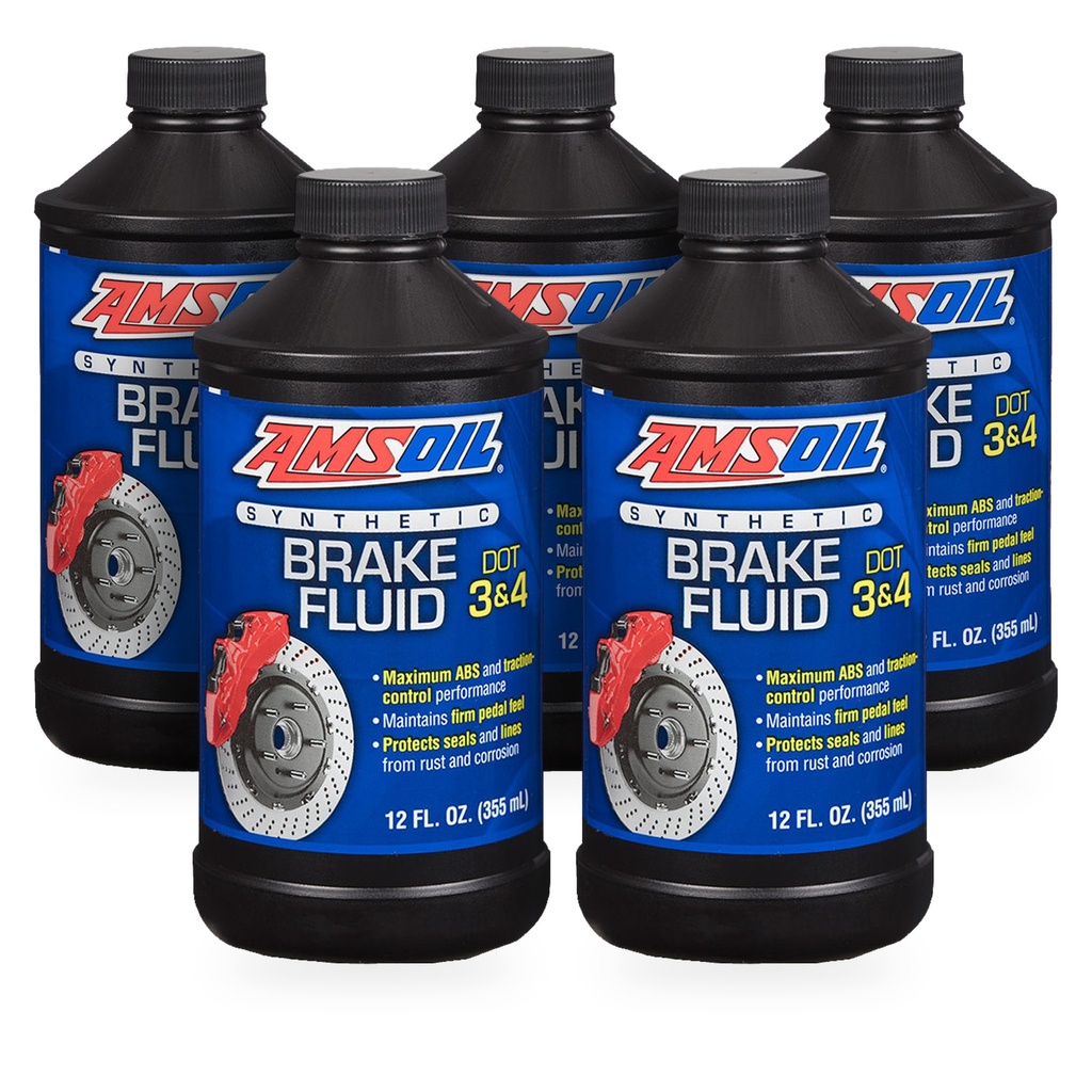 Kit 5 Botes Liquido de Frenos Sintetico DOT 3 y 4 AMSOIL